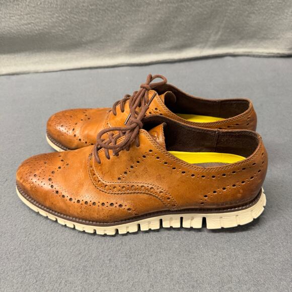 Cole Haan Oxford Zerogrand Wingtip Brown Leather Mens 10.5 M Lightweight Lace Up main image 10